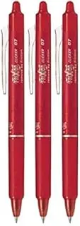Pilot FriXion Ball Clicker Retractable Erasable Gel Pen, Fine Point, 0.7mm, Red Ink, 3 Count