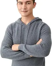 [Zadaos] Men's 100% Solid Cashmere Pullovers Autumn Hoodie Knit Jacket Warm Sweater Gray M