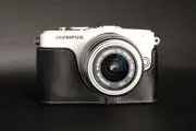 Genuine real Leather Half Camera Case Camera bag for Olympus EPL5 E-PL5 Black A