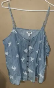 Wrangler Retro Women's Western Button Front Denim Cami Top Blouse - Size XL NWT