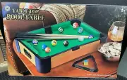 Tabletop MINI POOL TABLE +2 Sticks, Balls 13.4" x 8.75" fun billiards game gift