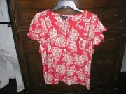 Nautica Jeans Women Top "Siesta Beach" Size Lg- Flutter Short Sleeves NWT
