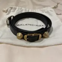 在飛比找蝦皮購物優惠-Balenciaga 巴黎世家 皮手環 黑色金釦