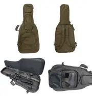 Discreet Guitar Rifle Gun Case Double Tactical Carbine Range Padded Backpack Tan