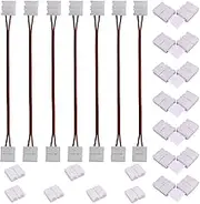 Solderless 2 Pin LED Strip Corner Connector Jumper for 10mm Wide SMD 5050 5630 Monochrome LED Tape Light Clip Connector L-Shape Adapter LED Ribbon Connection Cable (17cm Long) Quick Splitter