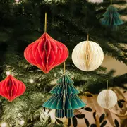 6Pcs Christmas Paper Honeycomb Party Decoration DIY Hanging Ornaments Home Decor