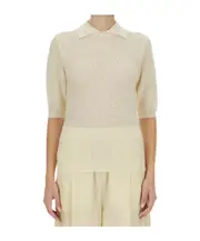 Fabiana Filippi Sequin Short-Sleeved Polo Collar Jumper IT40,IT44,IT42 Nude