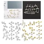 24x Stud Earrings Set, HELIX Flatback Barbell Cubic Zirconia Screwback Fashion