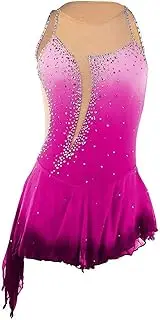 [Zagitova] Ice Figure Skating Dress for Girls Patchwork Back Womens Gradient Competition Dance Outfits Wear Rhinestone