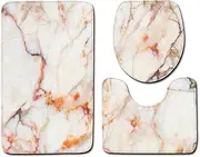 3-Piece Washable Bathroom Mat Set with Anti-Slip Features - Includes Toilet Seat Lid Cover, U-Mat, and Bath Carpet - Soft Polyester, Vibrant Multicolor Design