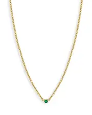 Zoe Chicco 14K Yellow Gold Emerald Solitaire Chain Choker Necklace, 14-16
