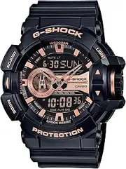 [Casio] G-Shock Black and Rose Gold-Tone Dial Resin Quartz Men's Watch GA400GB-1A4