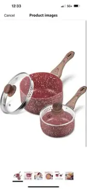 KOCH SYSTEME CS Nonstick Saucepan Set with Lid - 1.5 Quart & 3 Quart Stone Deriv