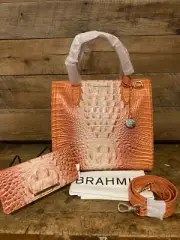 Brahmin Caroline Sherbert Ombre Melbourne Leather Satchel & Ady Wallet--NWT