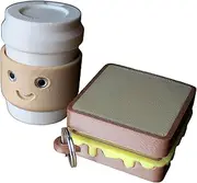 ClicKeys Daily Grind Fidgets (Set of 2) - Coffee & Cheese Toastie Clicky Fidget Toys, Lifelike Multicolour Portable Sensory Keychain Fidgets