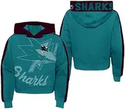 Outerstuff San Jose Sharks Youth Girls Size 7-16 Record Setter Cropped Fit Pullover Fleece Hoodie