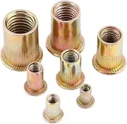 Rivet Nuts, 100Pcs Carbon Steel Flat Threaded, Flange Rivnut Nutsert Fastener Kit (M12-20 PCS)