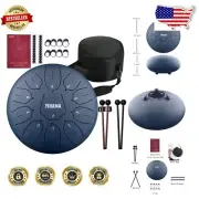 Dark Blue Steel Tongue Drum - 11 Notes, 12-Inch, Hand-Made Percussion Instrument