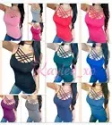 Spaghetti Lace up Criss Cross Strappy Caged Stretchy Layering Long Tank Top Cami