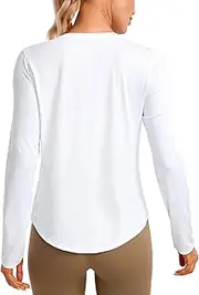 [CRZ YOGA] Lightweight Long Sleeve Workout Shirts for Women Gym Running Fall Tshirts High Neck Athletic Training Tops