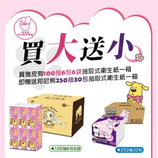 【YappiDog 雅皮狗】買1箱送1箱 雅皮狗100抽衛生紙36包+贈品邦尼熊250抽30包(桃紅版 送 米莉版)