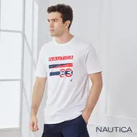 在飛比找momo購物網優惠-【NAUTICA】男裝 撞色旗語圖騰造型短袖T恤(白色)