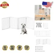 Stylish 4-Panel Freestanding Dog Gate - 72-Inch Indoor Retractable Pet Fence