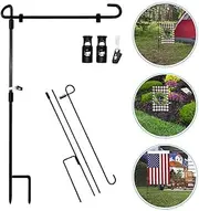 SHARE&CARE Garden Flag Stand, Flag Pole Holder with 1 Tiger Clip and 2 Spring Stoppers for Home Decoration 12 x 18 Inches (1 Pack)