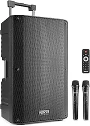 Vonyx VSA700-PA 15″ Portable PA Speaker with Wireless Mics