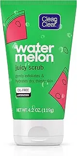 Clean & Clear Hydrating & Exfoliating, Gentle & Oil Free Juicy Watermelon Daily Facial Cleanser Scrub, Buffs Dirt & Oil While Cleansing & Quenching Dry Skin, 4.2 Fl Oz