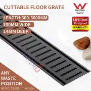 (30-300)x10x1.4cm Bath Aluminium Shower Grate Drain Strip Black Matt Floor Waste