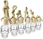 MINELEVEN 7 PCS Mini 10ml Skull Perfume Bottle for Car Air Freshener Pendant Essential Diffuser Oil Fragrance Aromatherapy Empty Bottle Decor (Skull Glass Bottle)