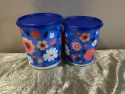 Tupperware Beautiful New Set/2 Canisters D & C: 4.3L and 3L Flower Theme