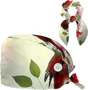 [CWAGFEQZ] Scrub Caps Women,Scrub Hats Suitable for Women,Northern Red Bird