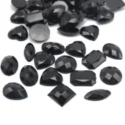 100 Pcs Black Color Assorted Shape Flatback Acrylic Rhinestone Gems No Hole