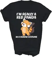 [SDVN] Red Panda Halloween Costume Red Pandas Unisex Shirt Gift Women Men T-Shirt (Black;L)