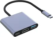 USB C Hub 4K HDMI, 3 in 1 USB C HDMI Adapter, USB Type C Hub with HDMI, USB 3.0 Data Port, Compatible Charging Port for MacBook Pro,iPad,HP,Samsung S23 and More