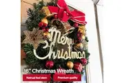 TEGAL 40cm Christmas Wreath Xmas Garland Front Door Ornaments - Bell with Gold Tie