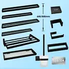 ACA Square Bathroom Accessory SET Black Towel Rack Rail Robe Hook Wall SUS304
