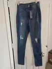 Fashion Nova Jeans Bradshaw Skinny Medium Blue Wash 7 Distressed