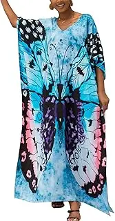 [YouKD] Women's Summer Boho Kaftan Plus Size Robe Beach Coverup Dress Long Bathrobes One Size