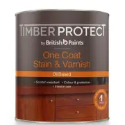 Timber Protect OIL BASED LIGHT WALNUT ONE COAT STAIN & VARNISH- 250ml Or 1L