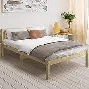 Oikiture Wooden Bed Frame King Mattress Base Slat Support Platform Bed