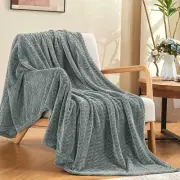inhand Grey Leaves Pattern Throw Blanket for Couch, Super Soft Flannel Cozy L...