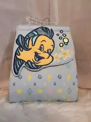 Danielle Nicole Disney Little Mermaid Flounder Monogram Mini Backpack Bag NWT