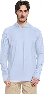 [Caihoyu] Men Hoodie UV Protection Long Sleeve Sun Shirt with Hood UPF 50+ Quick Dry Hooded Active Clothing