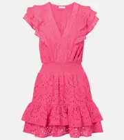[Poupette St Barth] Poupette St Barth Camila shirred cotton minidress AU 6 pink