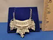 Decanter Tag Pewter "Whiskey" with Chain Grapevine Decoration 2 inch 306