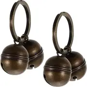 EXHUMKY 2Sets Retro Copper Pet Bells Loud Key Chain Accessories for Cat Decor Rings for Crafting Home Decoration