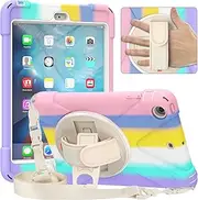 2ndSpring Case for iPad Mini 1/2/3,Rugged Heavy Duty Shockproof Rotatable Kickstand Protective Cover,Colorful Powder